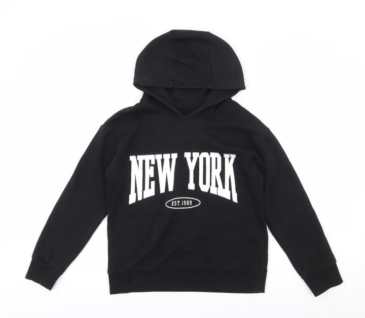 Dunnes Stores Girls Black Cotton Pullover Hoodie Size 10-11 Years Pullover