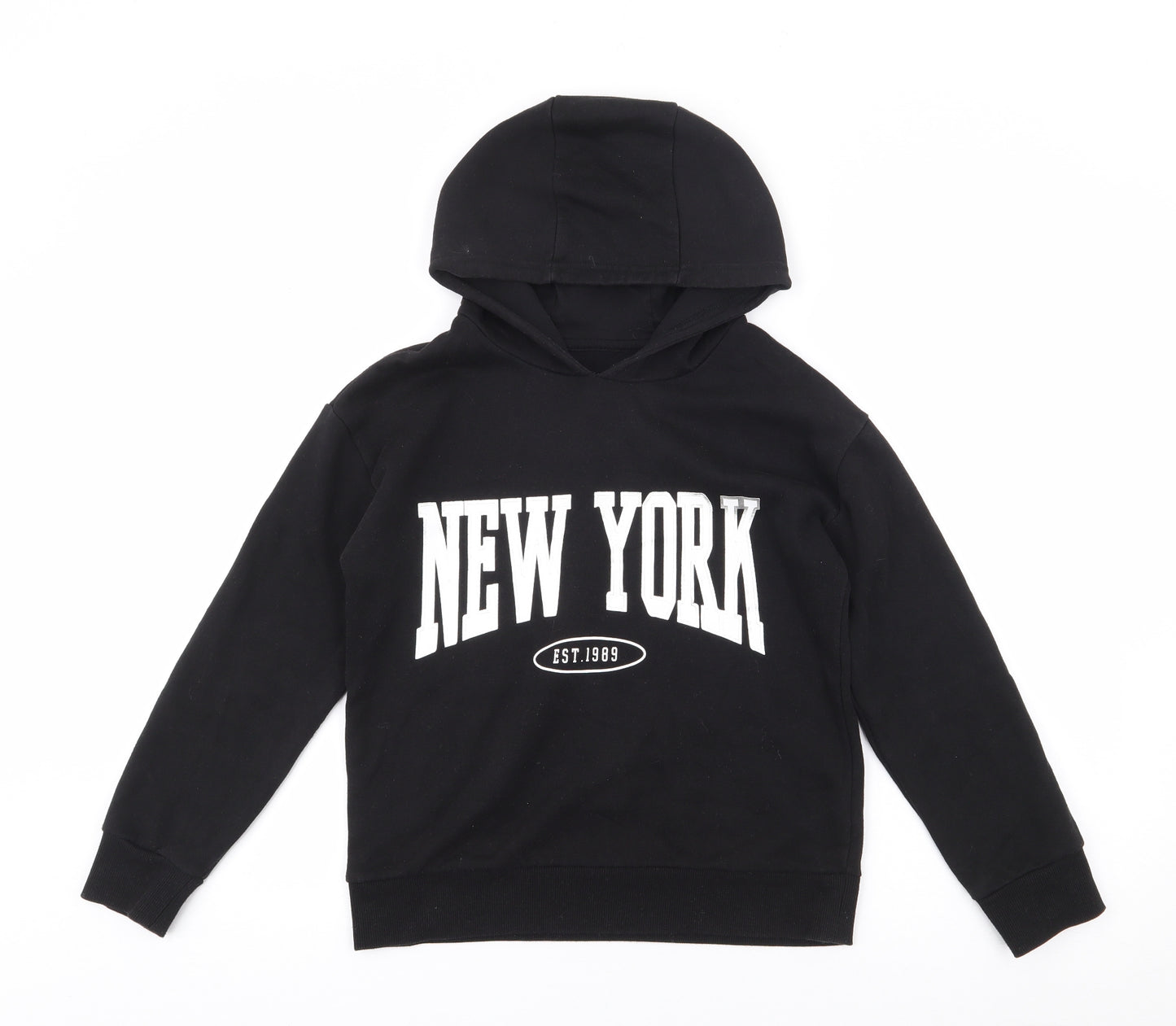 Dunnes Stores Girls Black  Cotton Pullover Hoodie Size 10-11 Years  Pullover