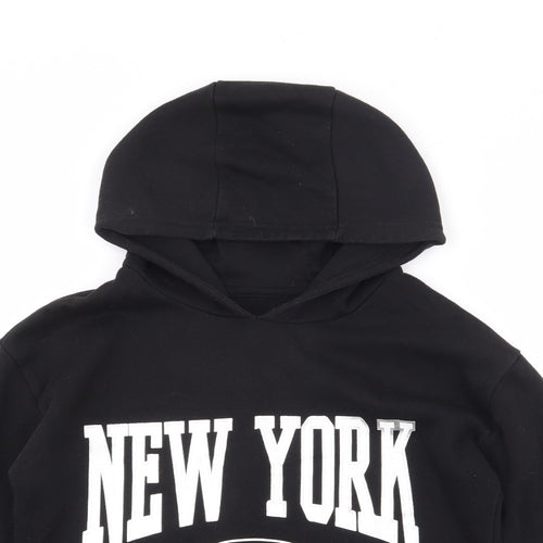Dunnes Stores Girls Black  Cotton Pullover Hoodie Size 10-11 Years  Pullover