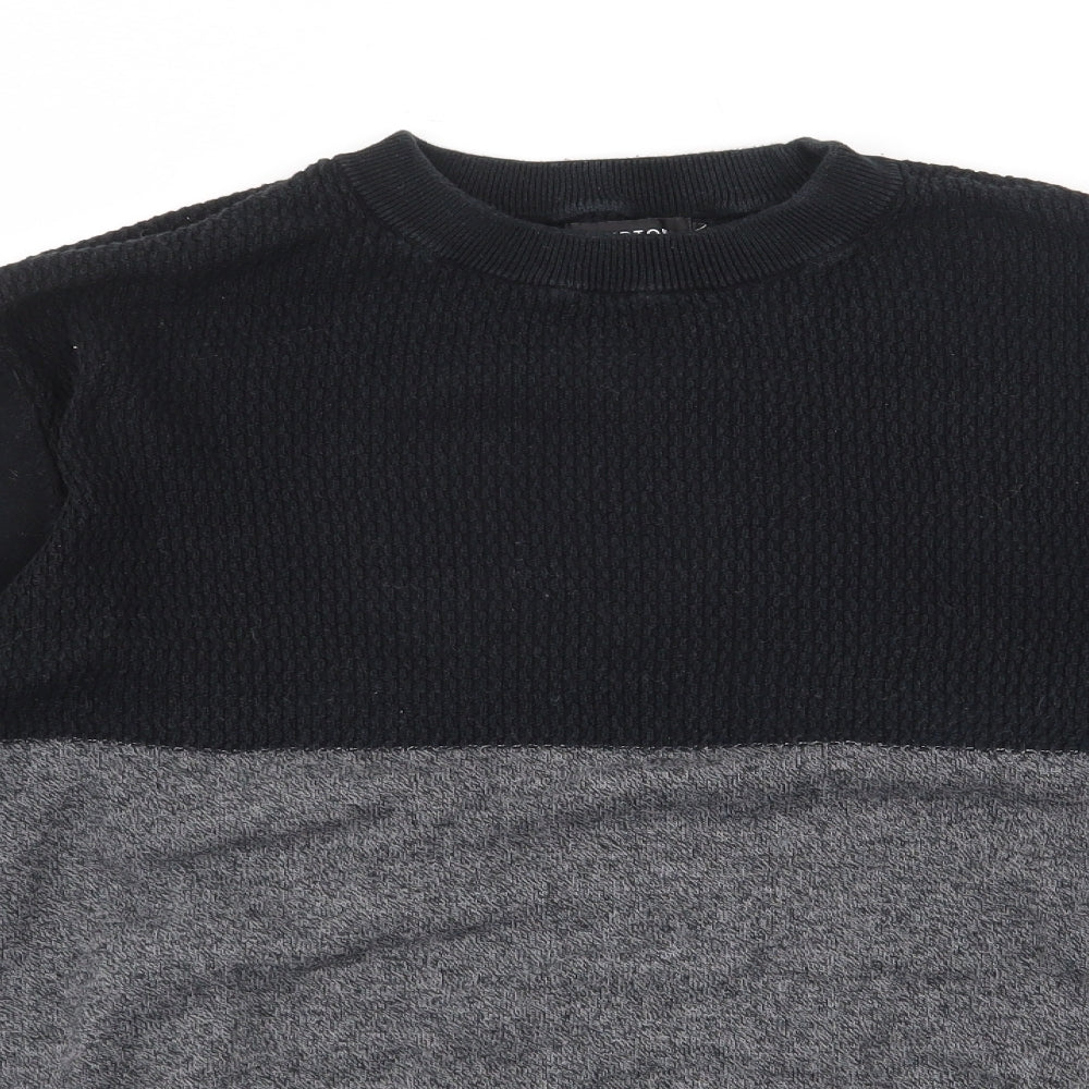 Burton Mens Grey Crew Neck  Cotton Pullover Jumper Size L