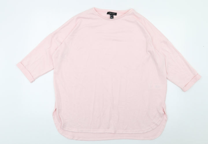 New Look Womens Pink  Polyester Jersey T-Shirt Size M Crew Neck