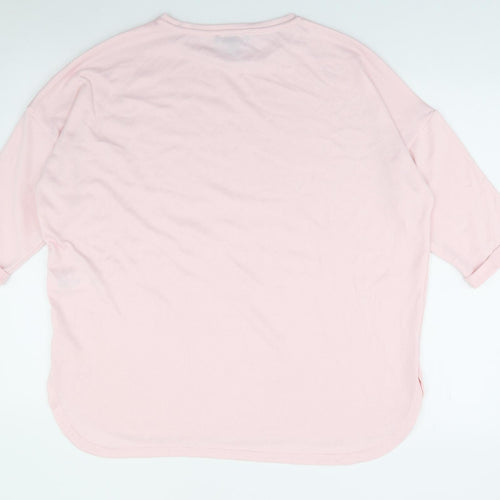 New Look Womens Pink  Polyester Jersey T-Shirt Size M Crew Neck