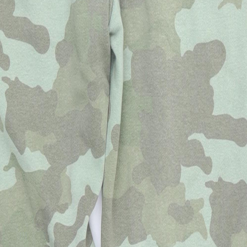 Marks and Spencer Girls Green Camouflage Cotton Jogger Trousers Size 10-11 Years L23.5 in Regular