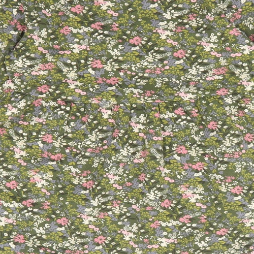 name it Girls Green Floral Cotton Fit & Flare  Size 5 Years  Crew Neck Pullover - Organic Cotton, Fleece Lined