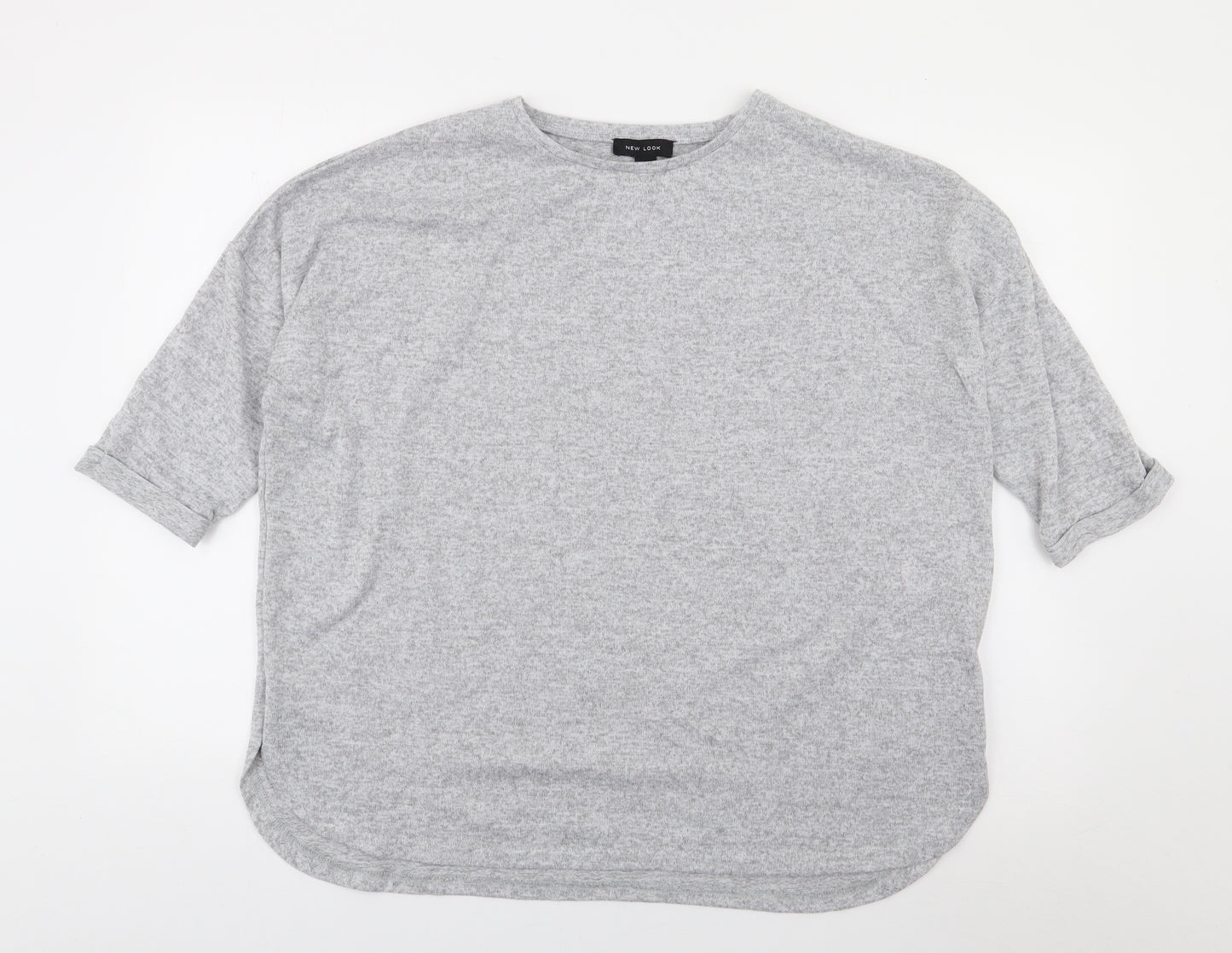 New Look Womens Grey  Polyester Jersey T-Shirt Size M Round Neck