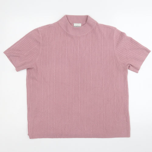 easytex Womens Pink Round Neck  Acrylic Pullover Jumper Size 20