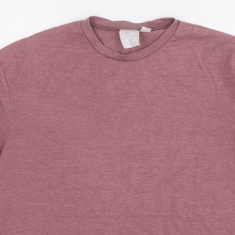 Topman Mens Red  Polyester  T-Shirt Size M Round Neck