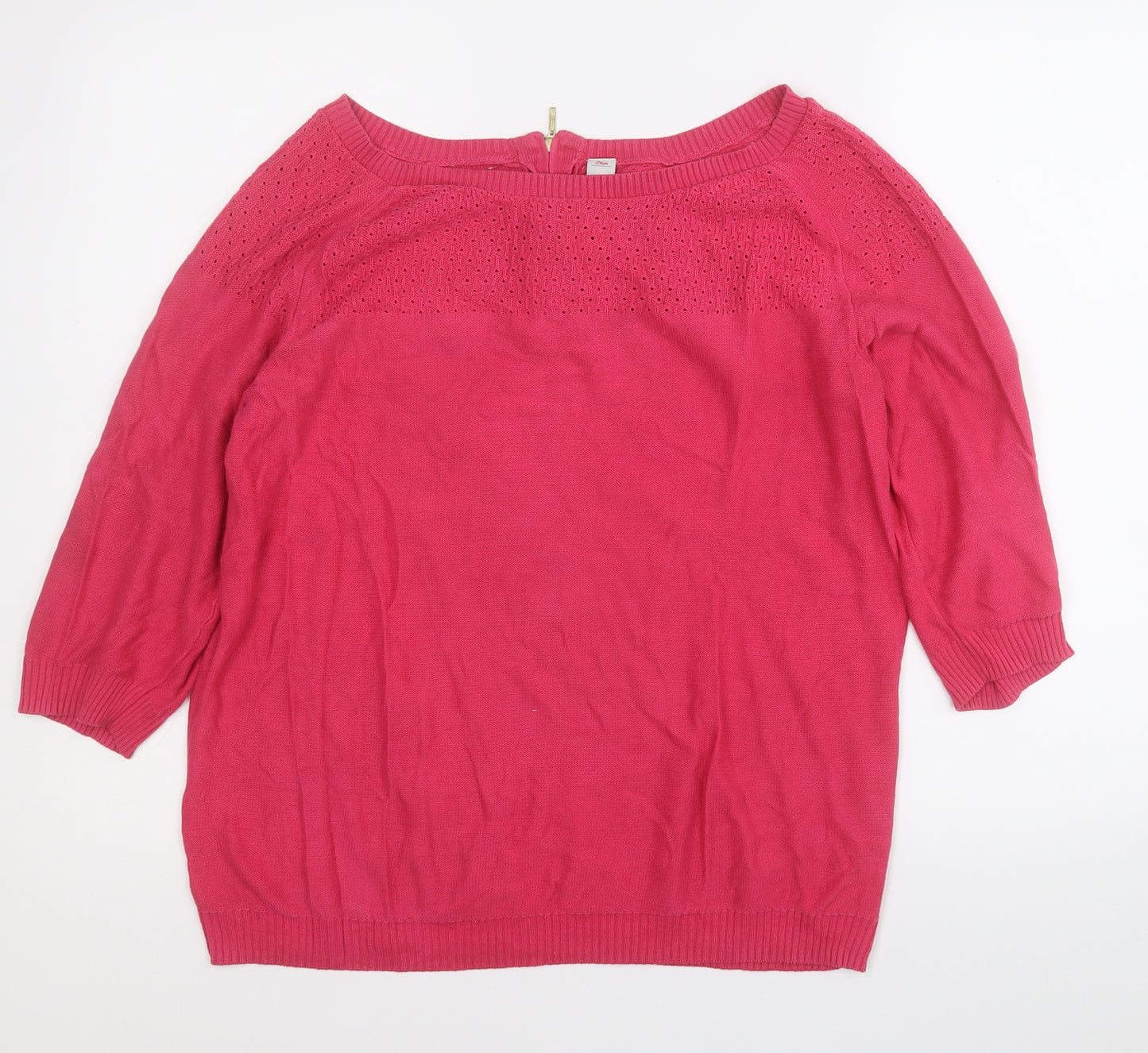 s.Oliver Womens Pink Round Neck  Acrylic Pullover Jumper Size L