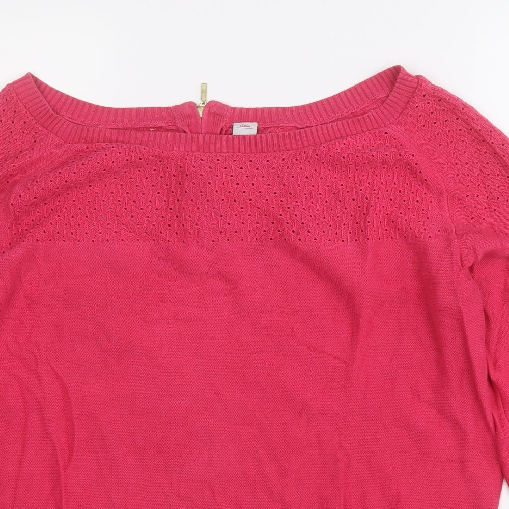 s.Oliver Womens Pink Round Neck  Acrylic Pullover Jumper Size L