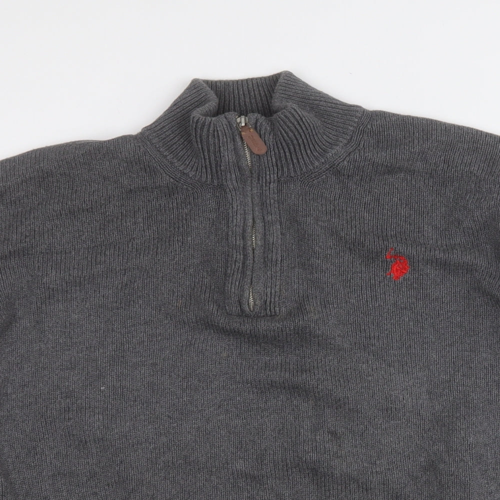 US Polo Assn. Mens Grey Round Neck  Cotton Pullover Jumper Size 2XL