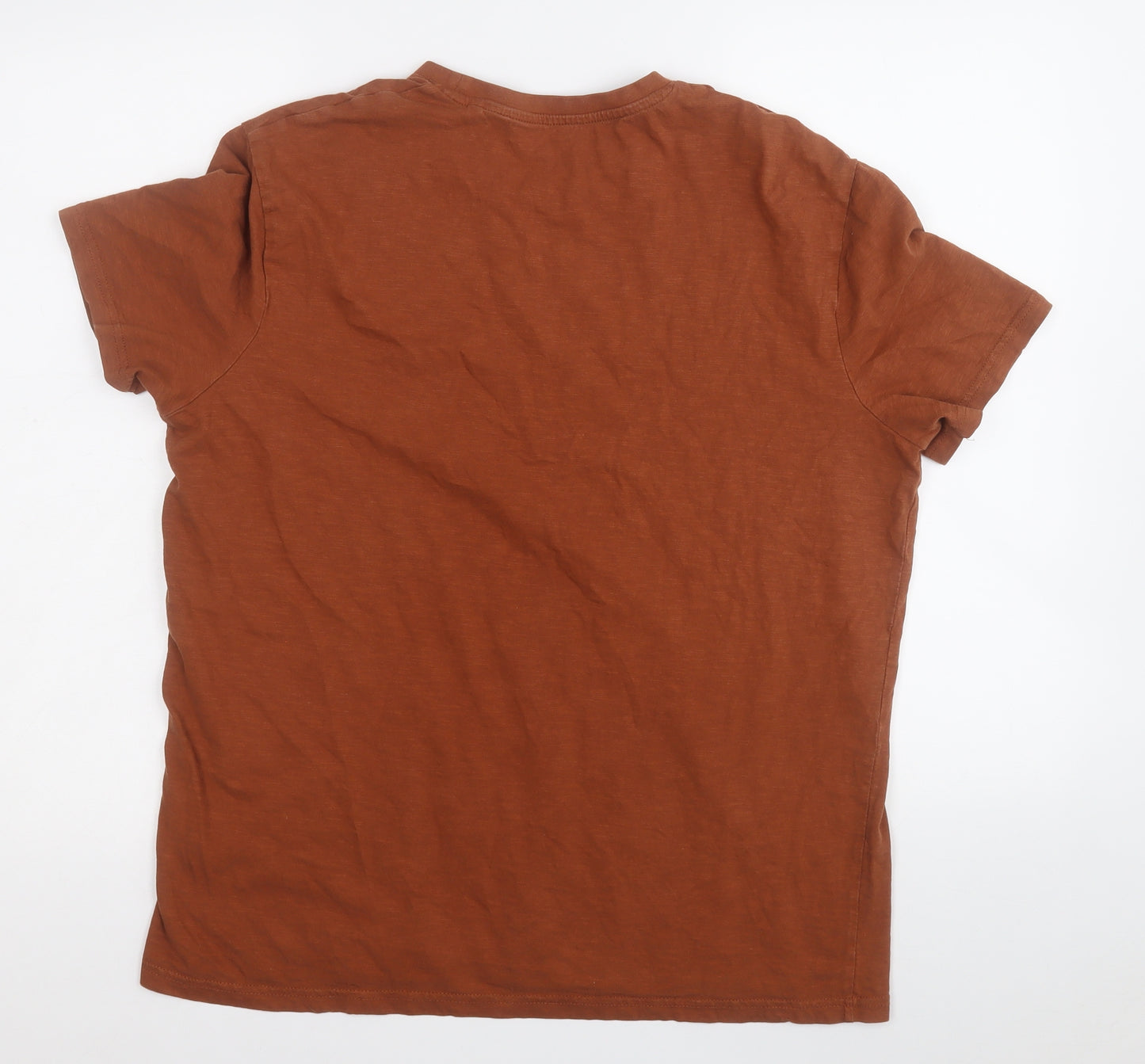 TU Mens Brown  Cotton  T-Shirt Size L