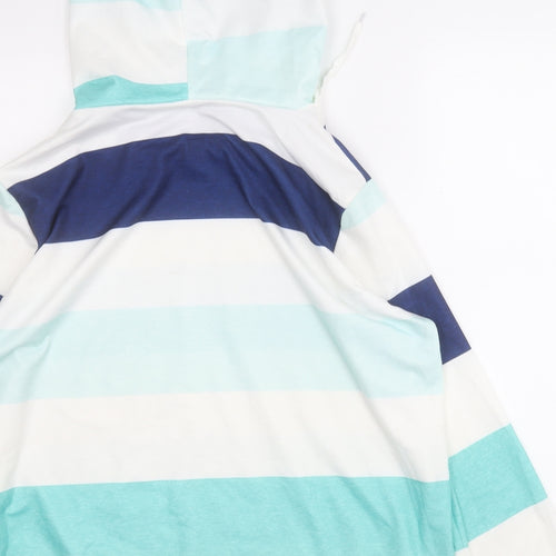 Preworn Womens Multicoloured Striped Polyester Pullover Hoodie Size L