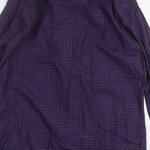Olymp Mens Purple Plaid Cotton  Button-Up Size M Collared