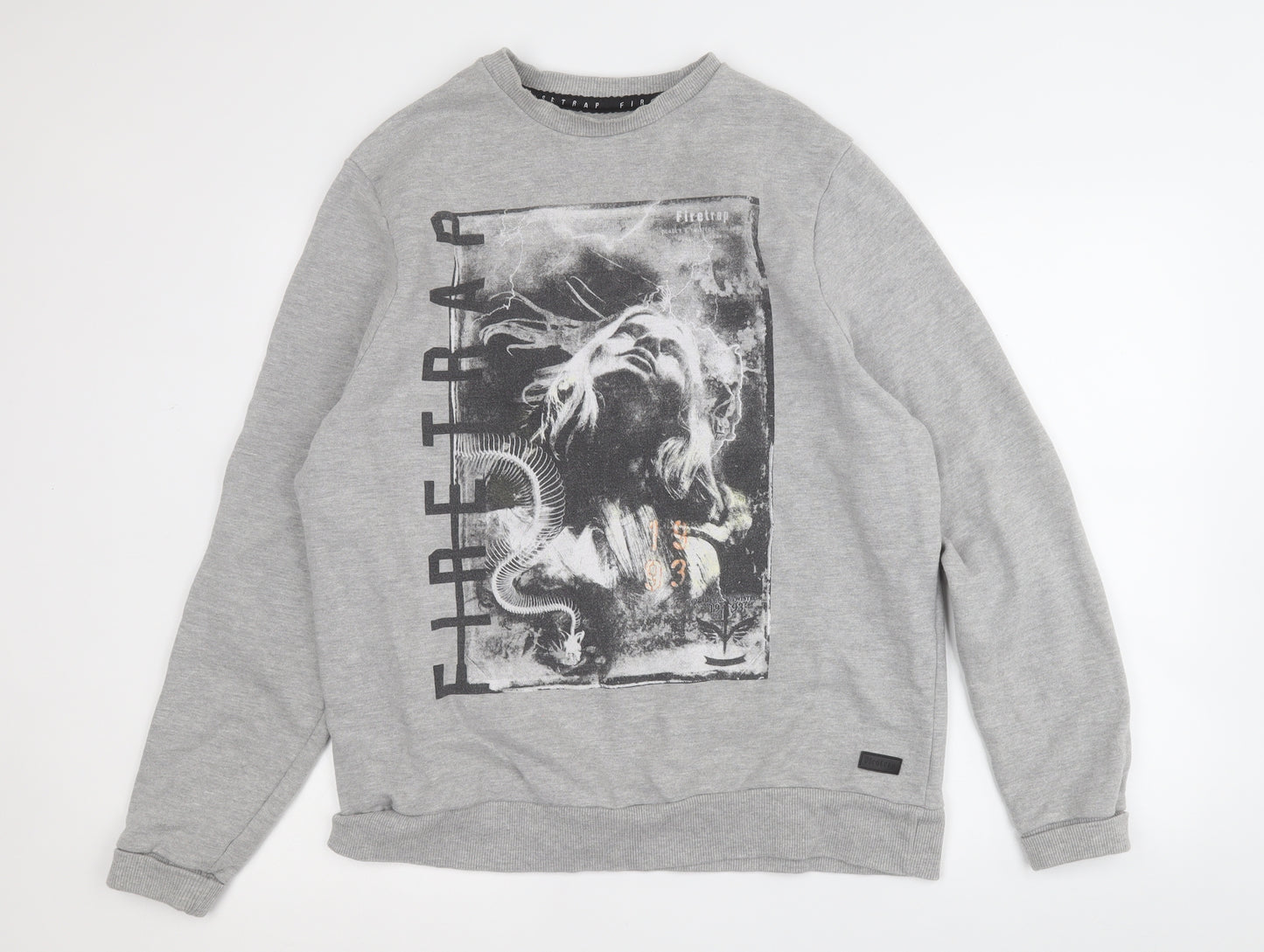 Firetrap Mens Grey  Cotton Pullover Sweatshirt Size 2XL