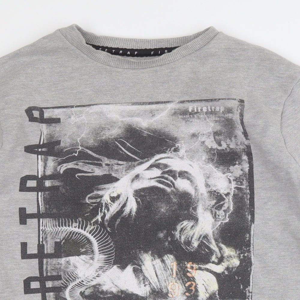 Firetrap Mens Grey  Cotton Pullover Sweatshirt Size 2XL