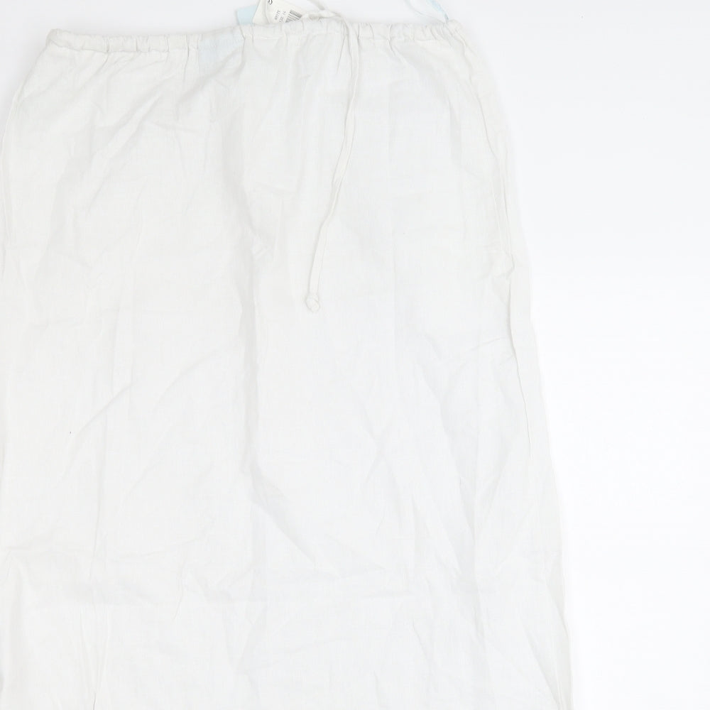 Bonmarché Womens White  Linen Fit & Flare  Size 16  Round Neck