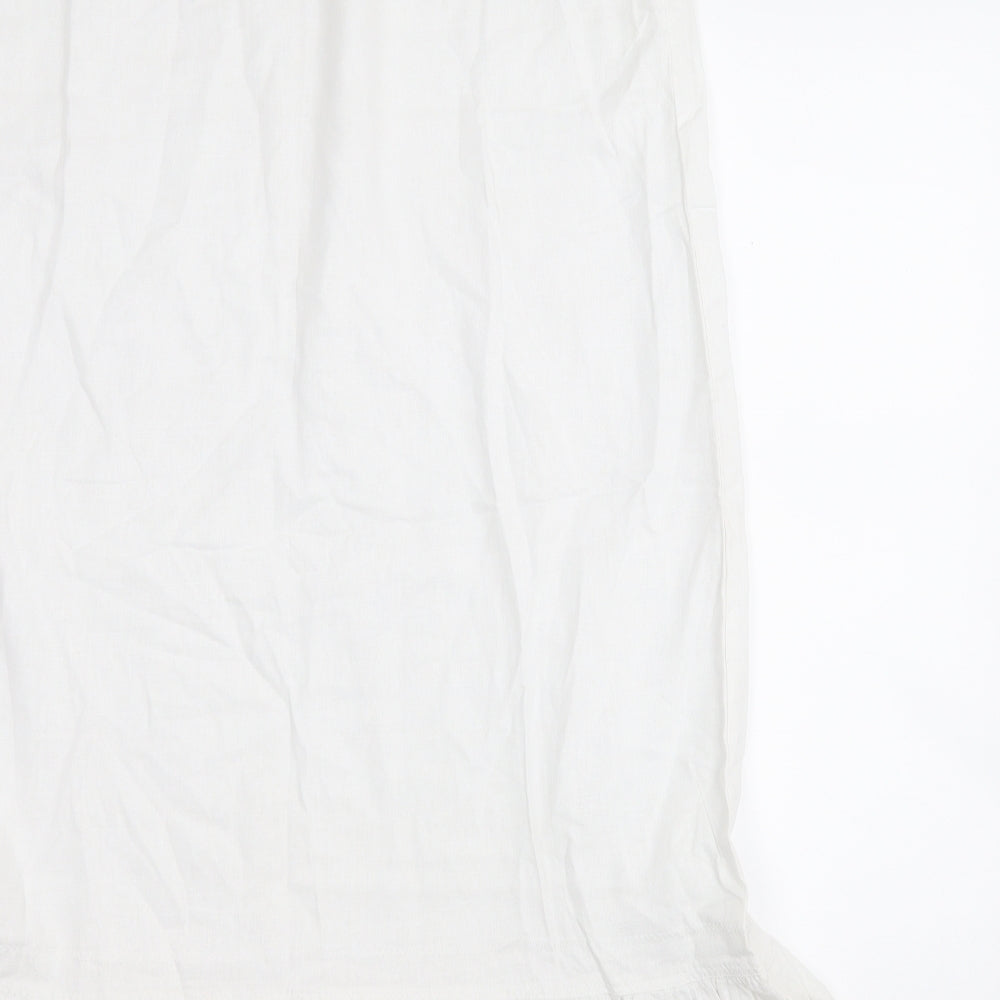 Bonmarché Womens White  Linen Fit & Flare  Size 16  Round Neck