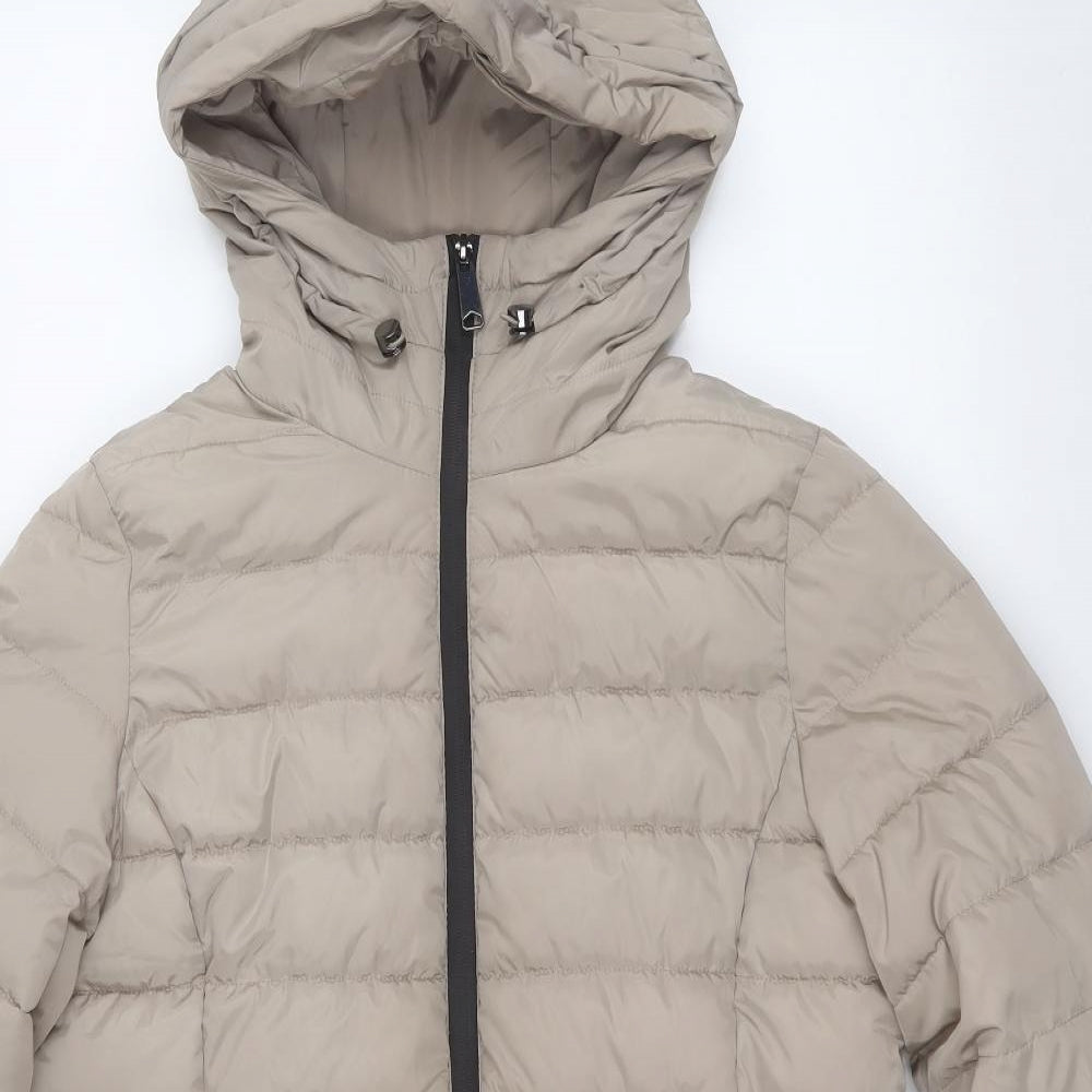 Dunnes Stores Womens Brown   Puffer Jacket Coat Size M  Zip