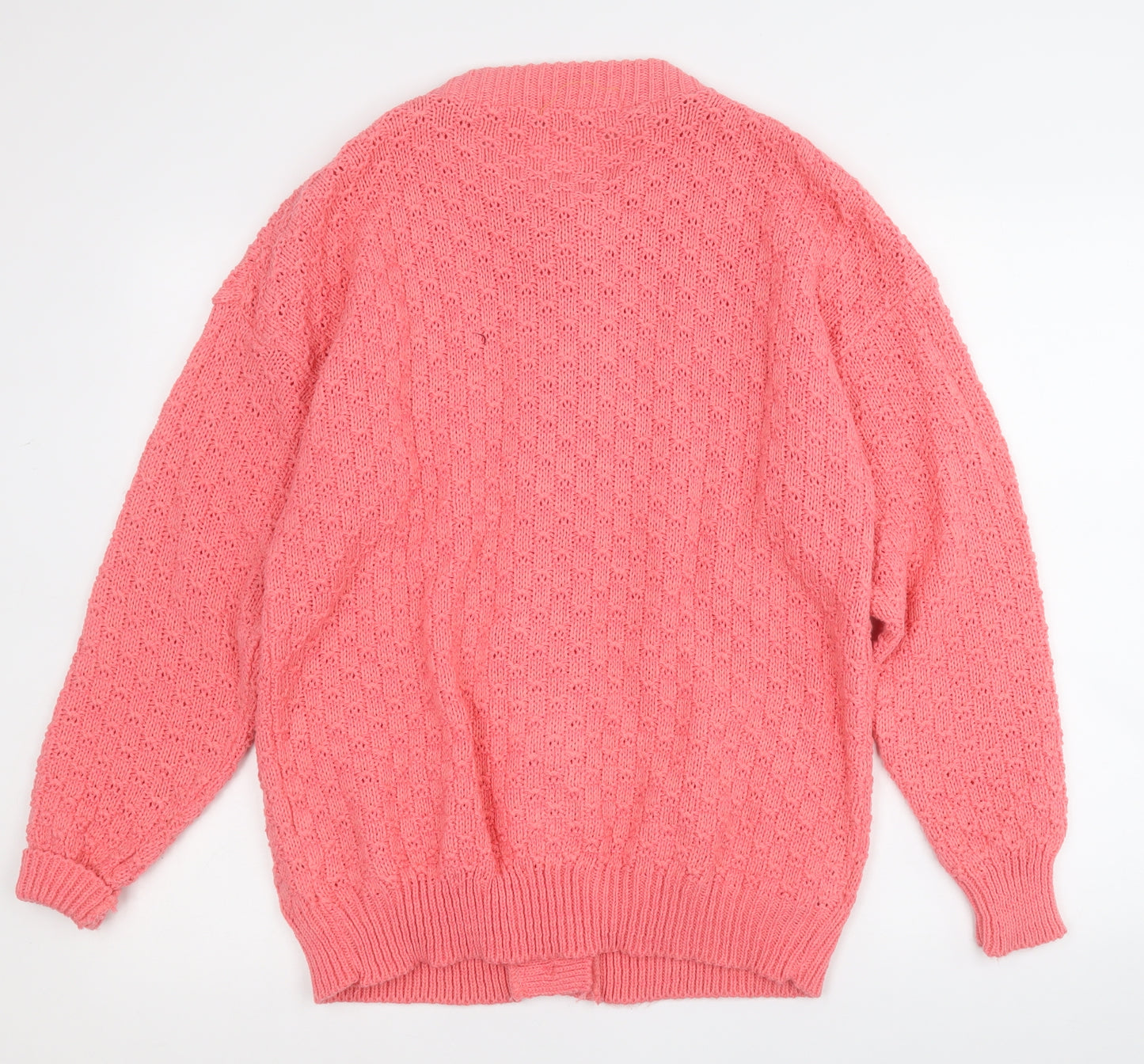 pure and natural Womens Pink Round Neck  Acrylic Cardigan Jumper Size M
