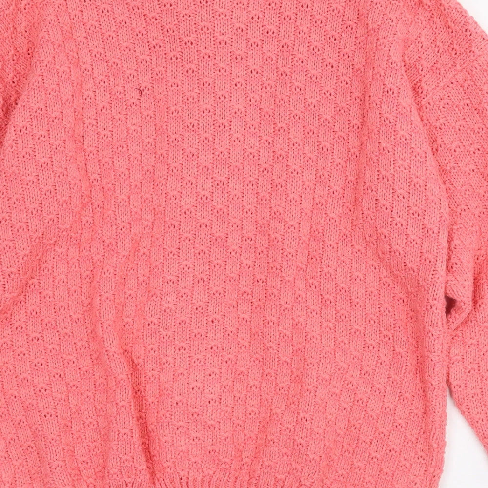 pure and natural Womens Pink Round Neck  Acrylic Cardigan Jumper Size M
