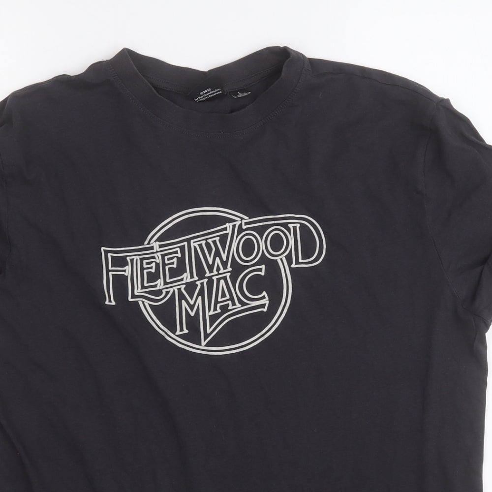 Primark Mens Black  Cotton  T-Shirt Size L Round Neck  - Fleetwood Mac