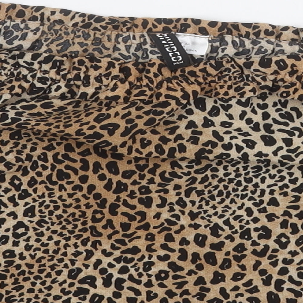 Divided by H&M Womens Brown Animal Print Polyester Basic Polo Size 8 Round Neck