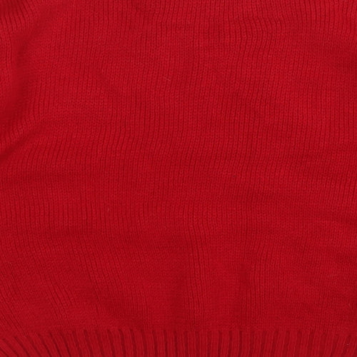 Preworn Boys Red Round Neck  Acrylic Pullover Jumper Size 9-10 Years   - Christmas Jumper