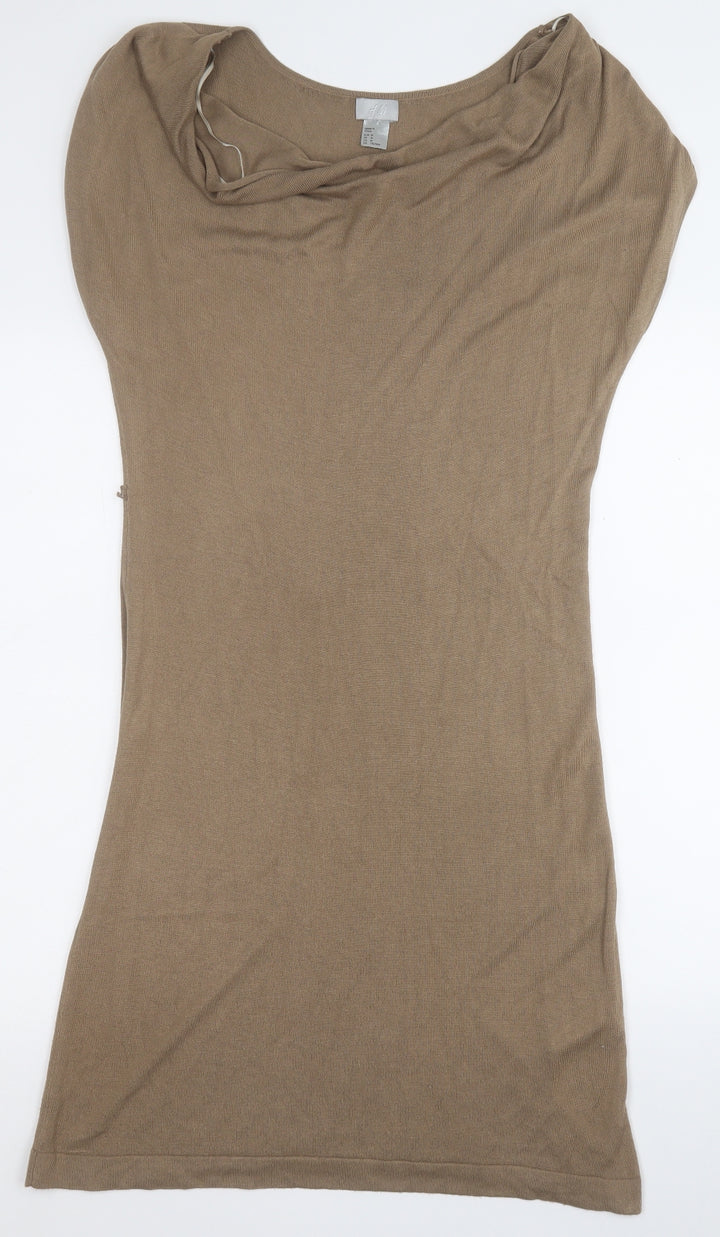H&M Womens Brown  Viscose A-Line  Size M  Round Neck