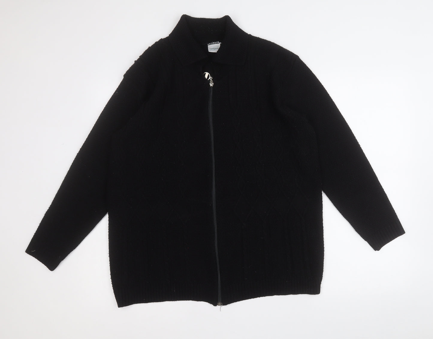 gorgeous Womens Black Collared  Acrylic Cardigan Jumper Size L