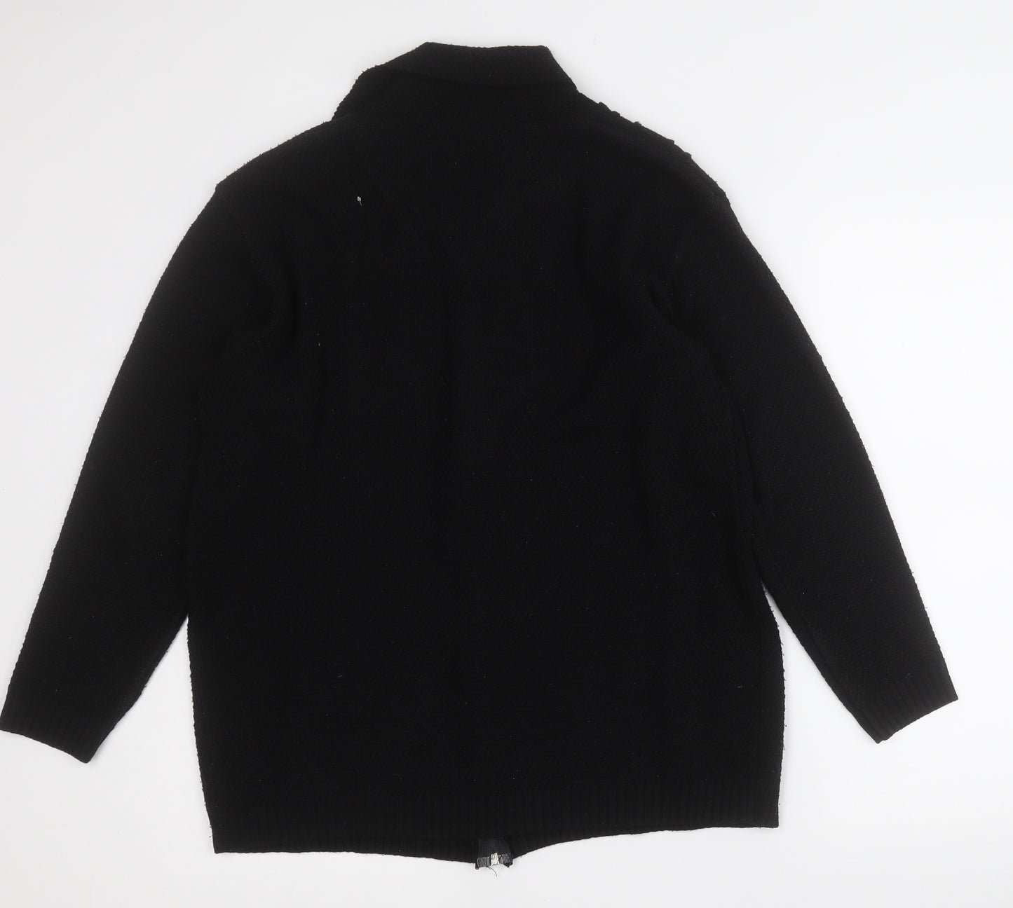 gorgeous Womens Black Collared  Acrylic Cardigan Jumper Size L