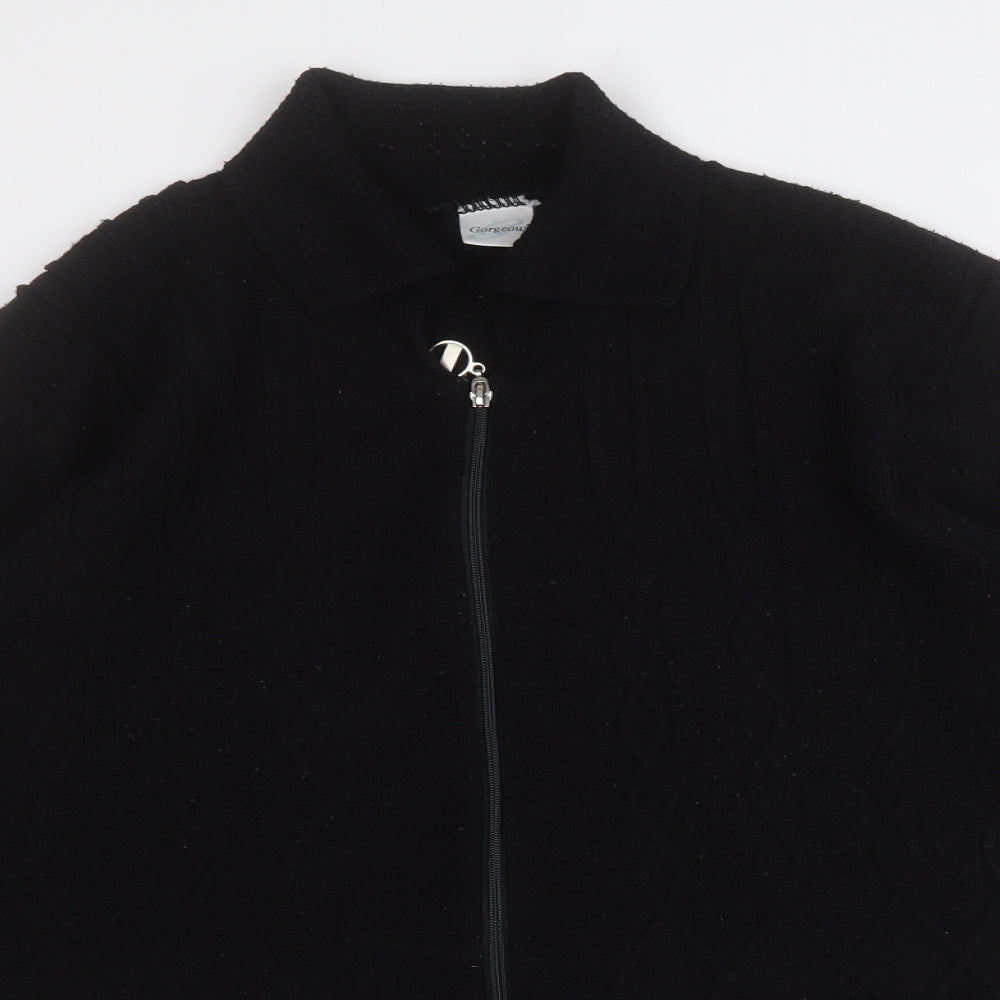 gorgeous Womens Black Collared  Acrylic Cardigan Jumper Size L