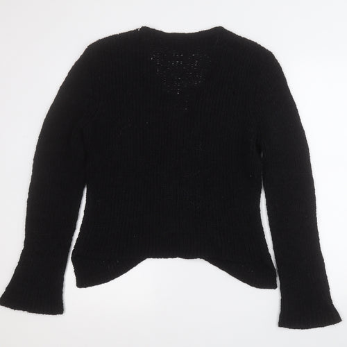 Per Una Womens Black Round Neck  Wool Cardigan Jumper Size L