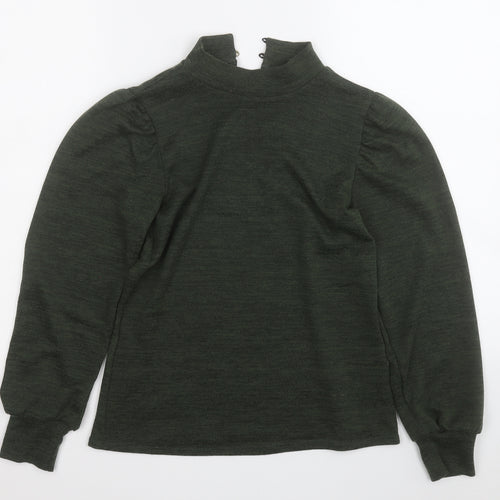 M&Co Womens Green Round Neck  Polyester Pullover Jumper Size 8