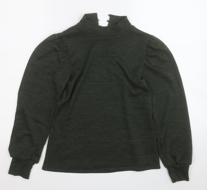M&Co Womens Green Round Neck  Polyester Pullover Jumper Size 8