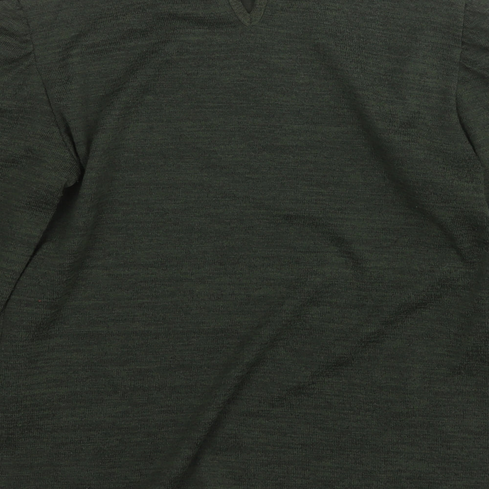 M&Co Womens Green Round Neck  Polyester Pullover Jumper Size 8
