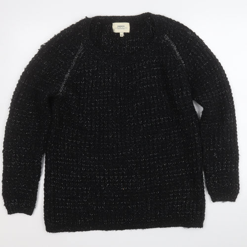 Papaya Womens Black Round Neck  Acrylic Pullover Jumper Size 14