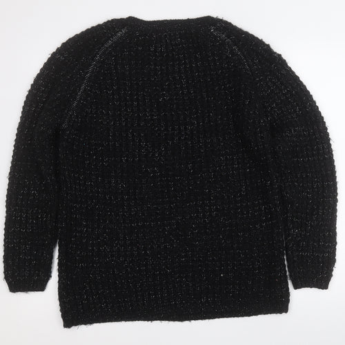 Papaya Womens Black Round Neck  Acrylic Pullover Jumper Size 14
