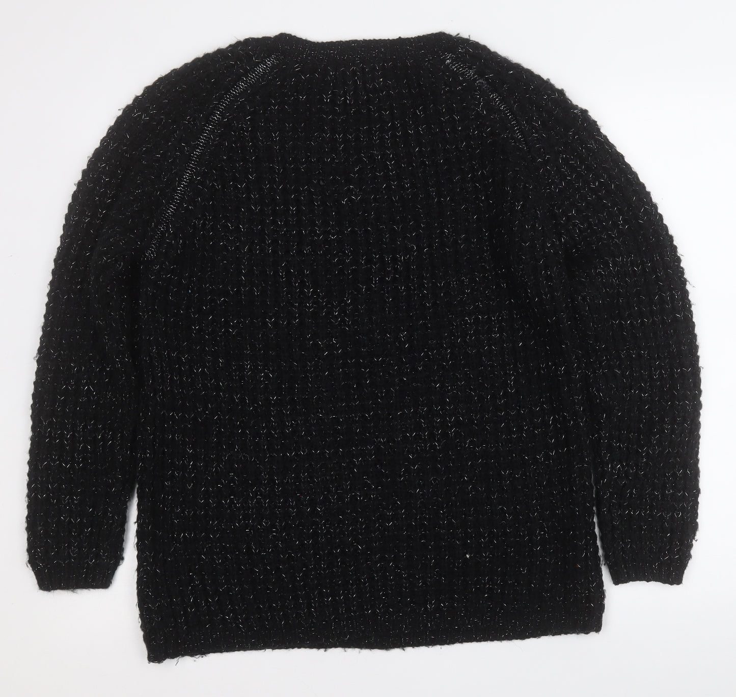 Papaya Womens Black Round Neck  Acrylic Pullover Jumper Size 14
