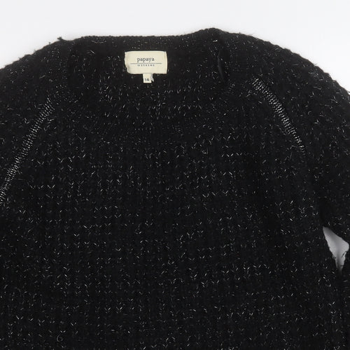 Papaya Womens Black Round Neck  Acrylic Pullover Jumper Size 14