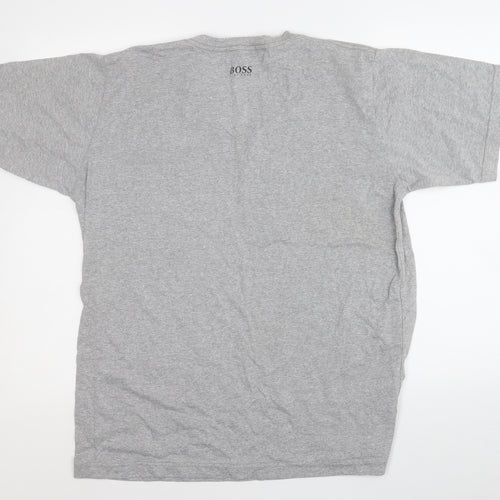 HUGO BOSS Mens Grey  Polyester  T-Shirt Size XL V-Neck