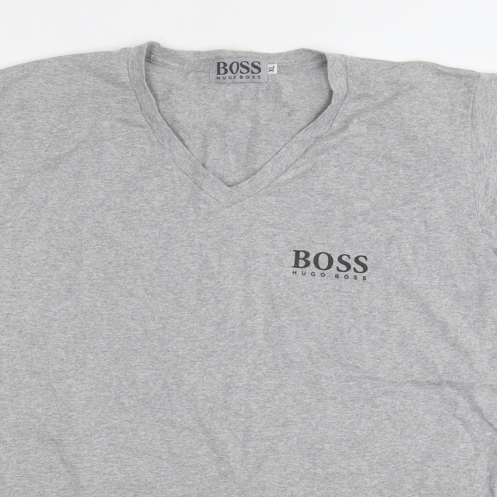 HUGO BOSS Mens Grey  Polyester  T-Shirt Size XL V-Neck