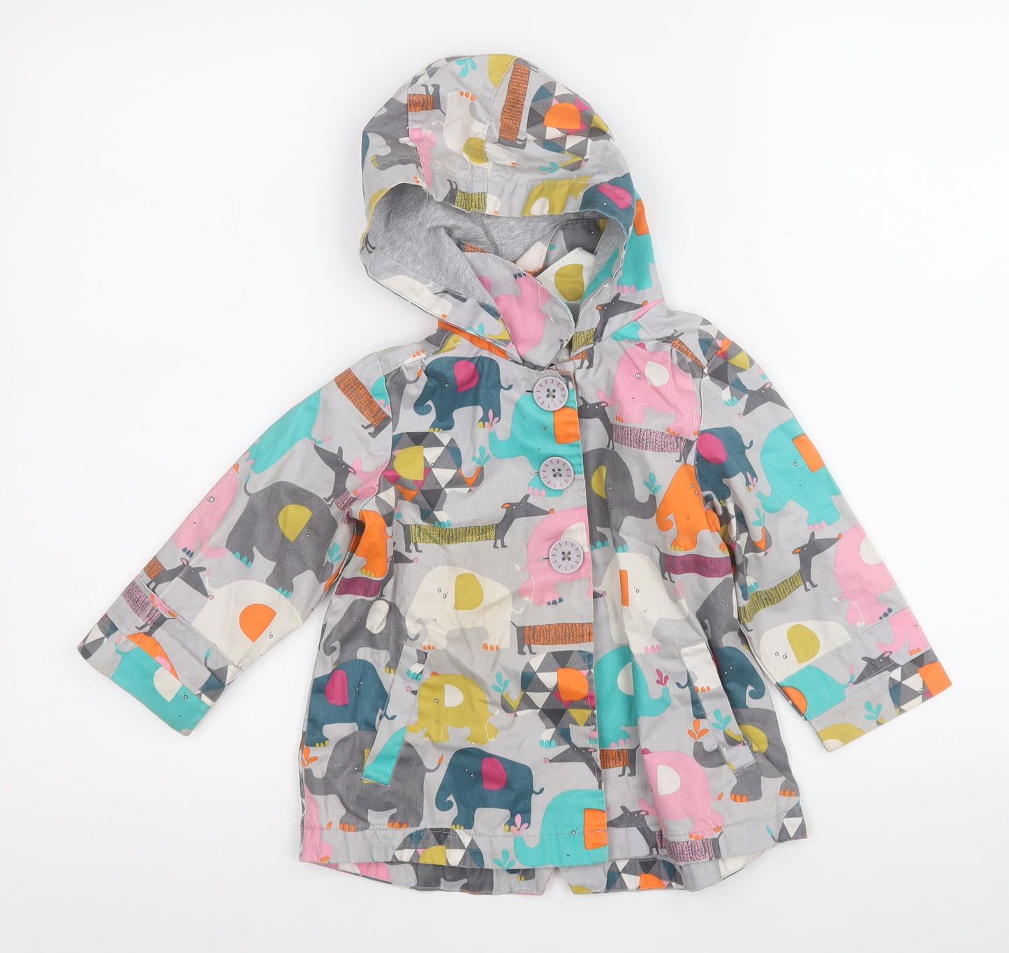 NEXT Boys Grey Geometric  Rain Coat Coat Size 18-24 Months    - Animals Jungle