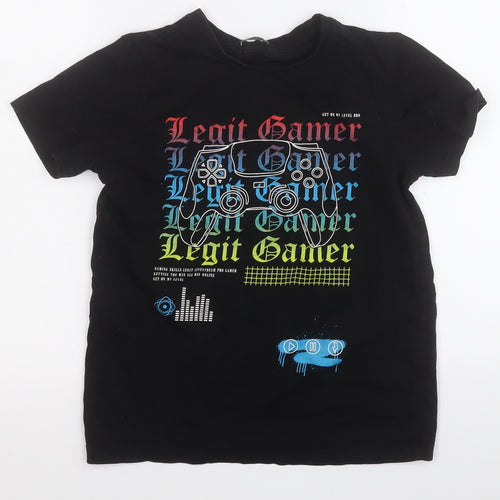 George Boys Black  Cotton Pullover T-Shirt Size 9-10 Years Round Neck  - Legit Gamer