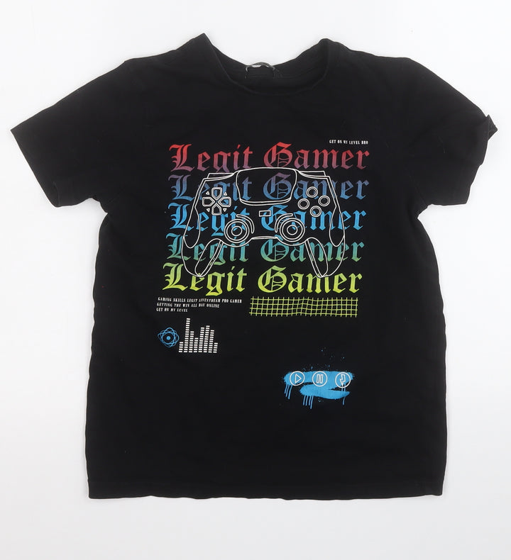 George Boys Black  Cotton Pullover T-Shirt Size 9-10 Years Round Neck  - Legit Gamer