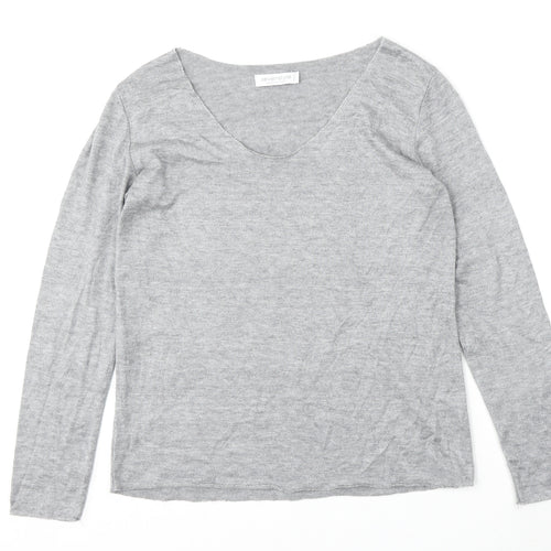Sevenstyle Womens Grey V-Neck  Polyester Pullover Jumper Size M