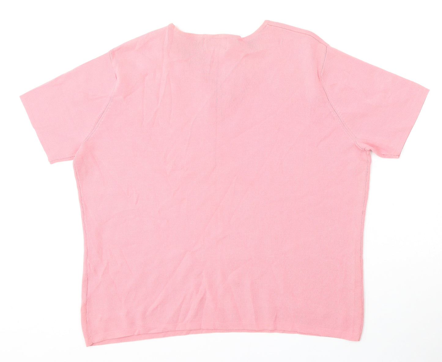 Riddella Womens Pink V-Neck  Viscose Pullover Jumper Size 20