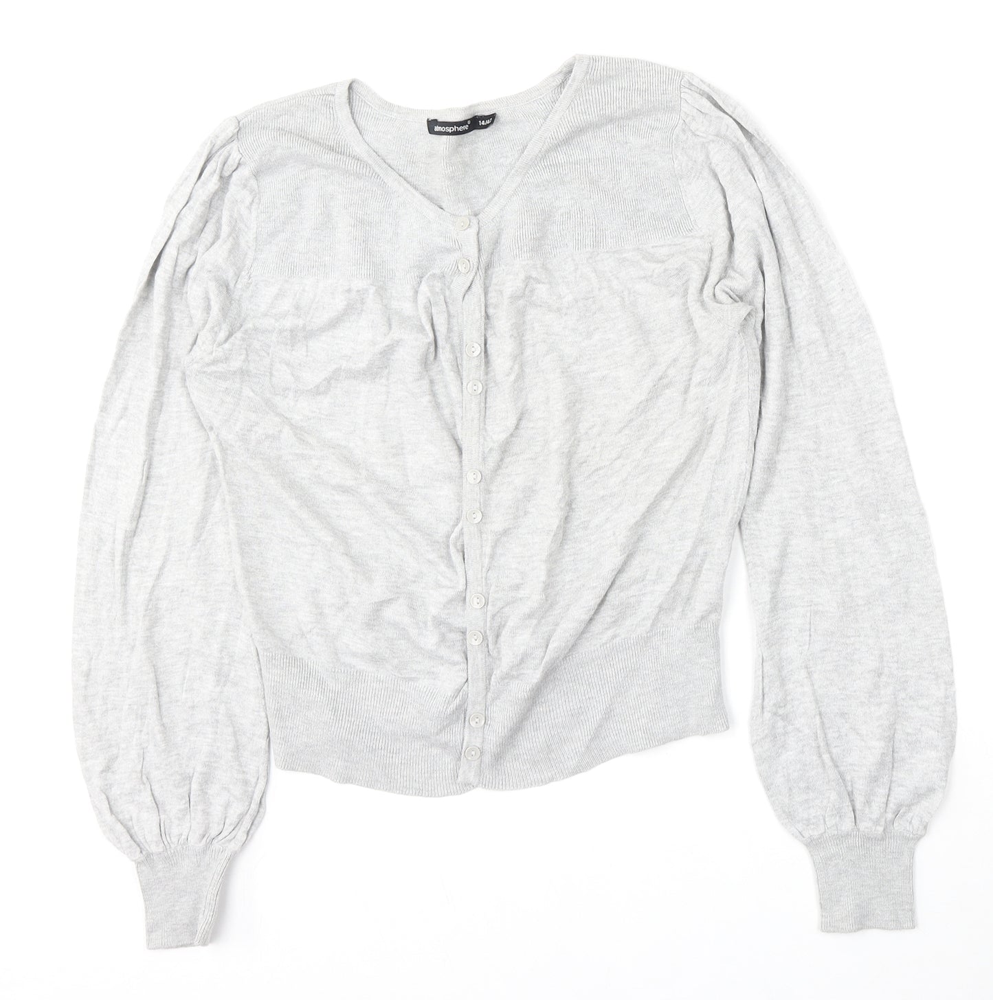 Atmosphere Womens Grey Round Neck  Viscose Cardigan Jumper Size 14
