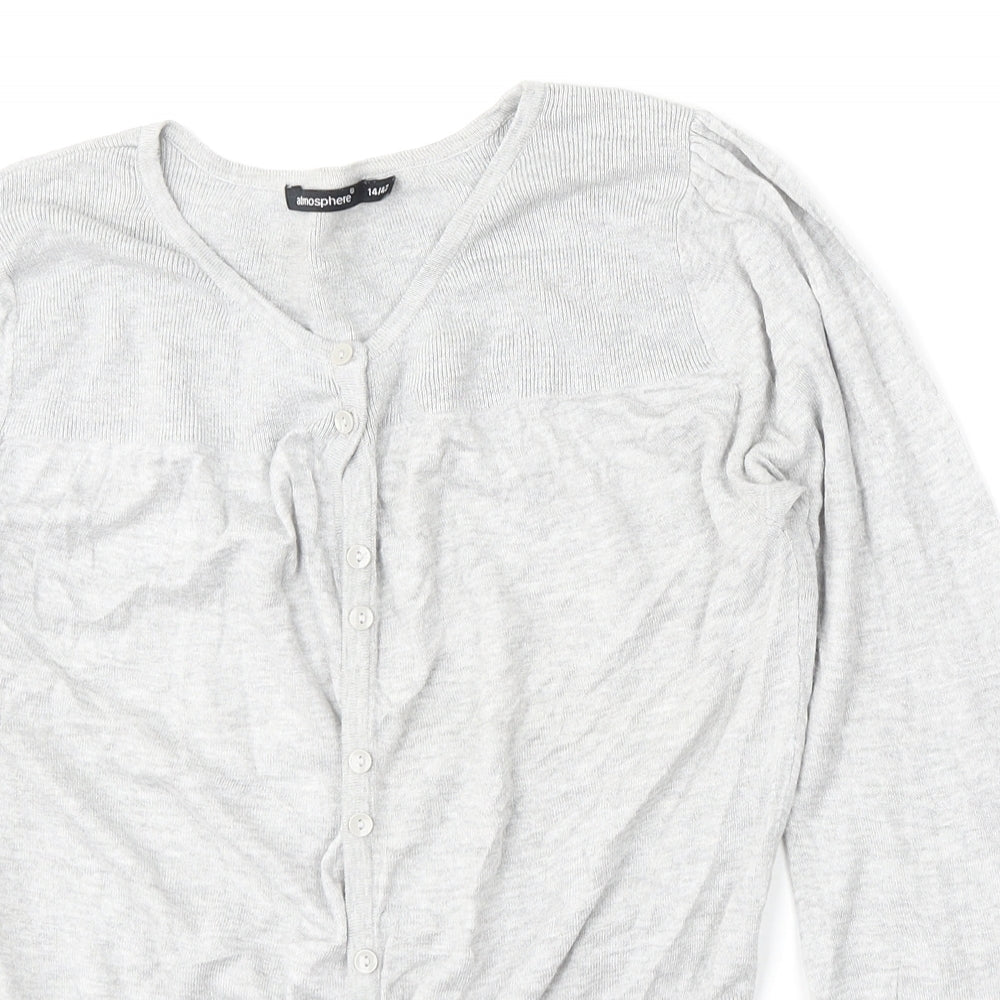 Atmosphere Womens Grey Round Neck  Viscose Cardigan Jumper Size 14