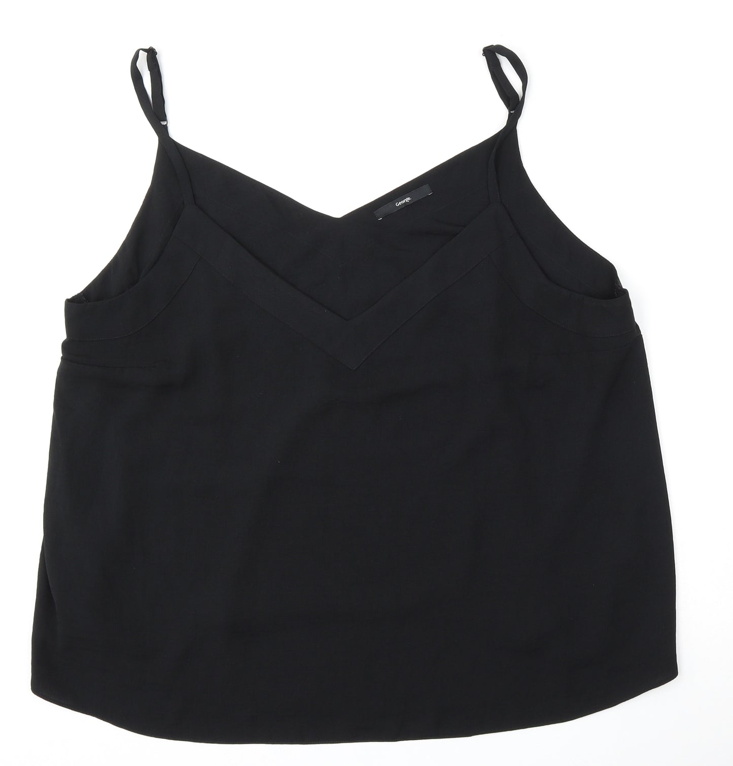 George Womens Black  Polyester Basic Blouse Size 24 V-Neck