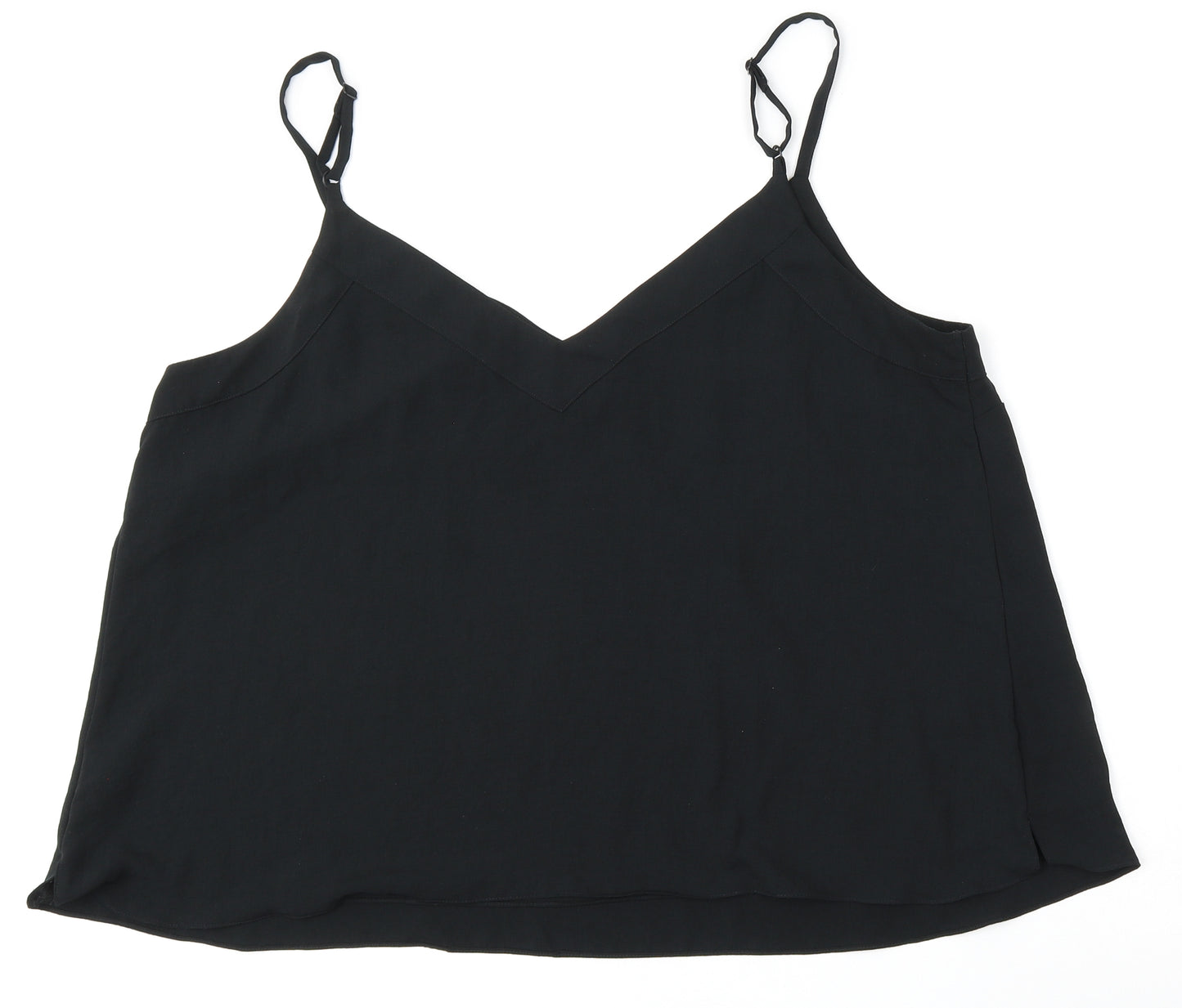 George Womens Black  Polyester Basic Blouse Size 24 V-Neck